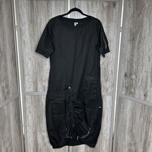 European Culture Midi Dress Grunge Black Color